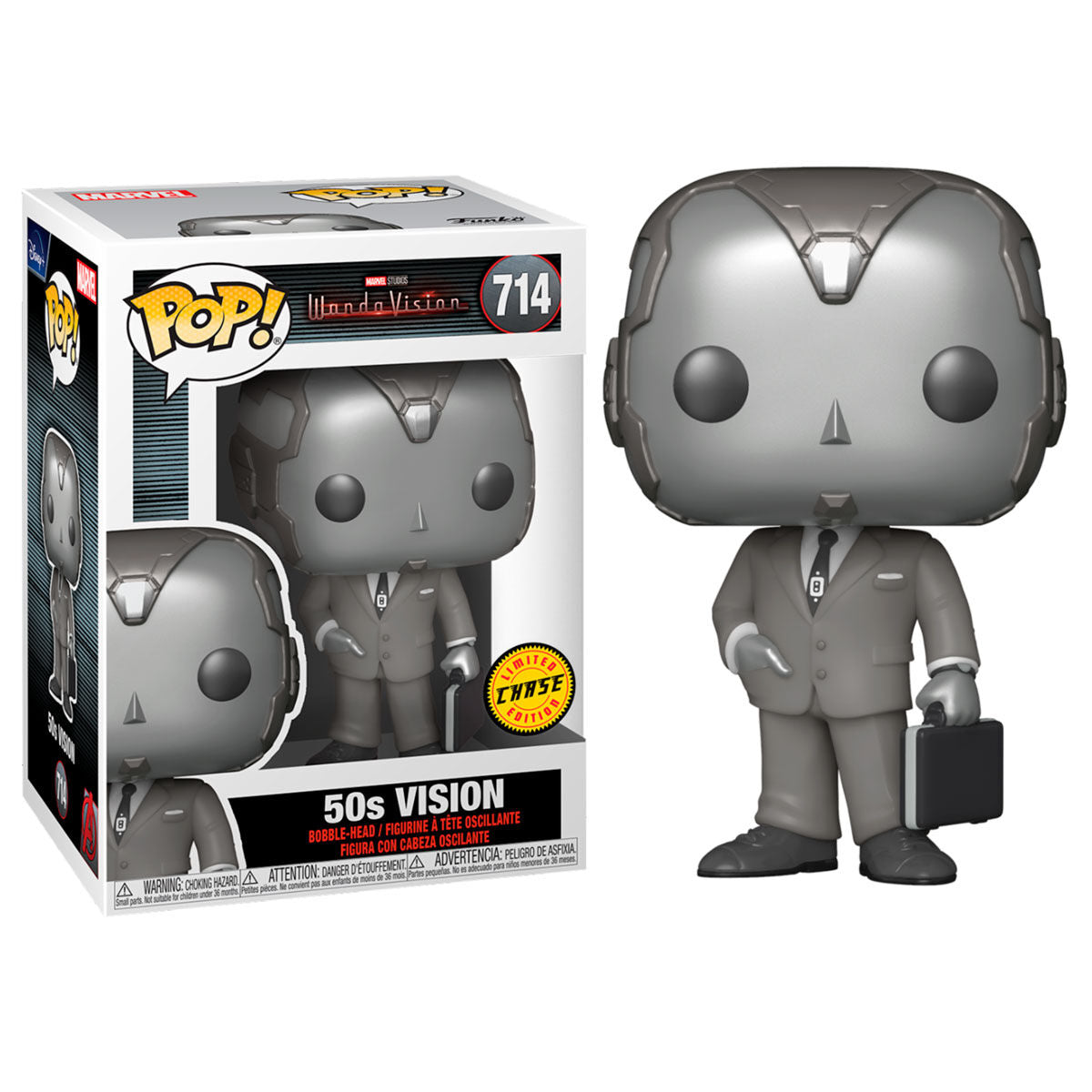 Figurine Funko POP! Marvel WandaVision Vision 5 + 1 Chase, vue 3