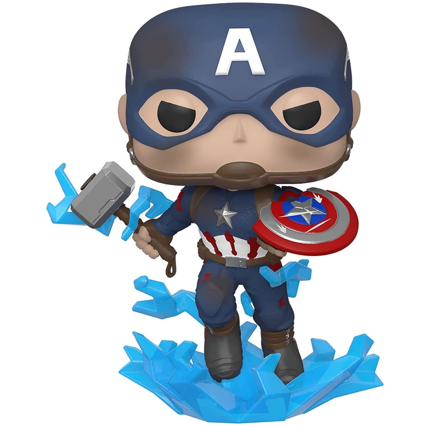 Figurine Funko POP! Marvel Avengers Endgame Captain America with Broken Shield & Mjolnir, vue 3