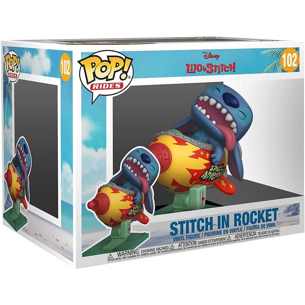 Figurine Funko POP! Rides Super Deluxe Disney Lilo and Stitch Stitch in Rocket, vue 3