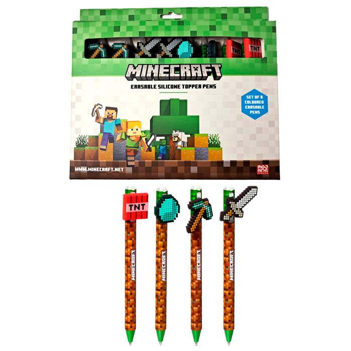 Stylo Minecraft set of 8 coloured erasable