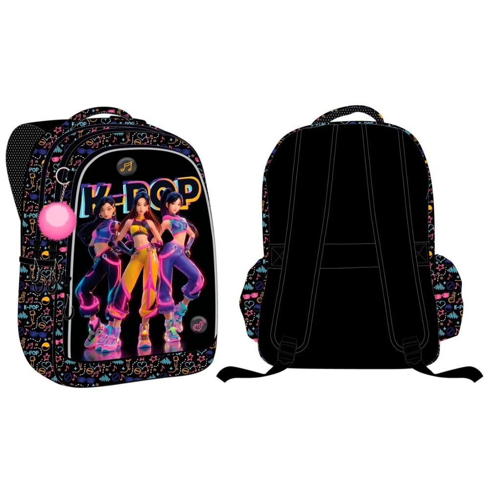 Sac à dos KPop pompon key ring + metal pins 43 cm