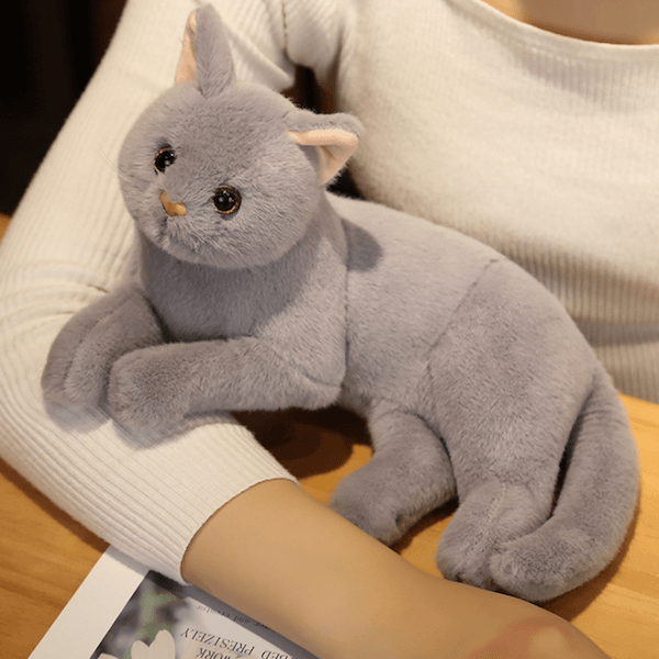 Kuscheltier Katze Ganz Grau