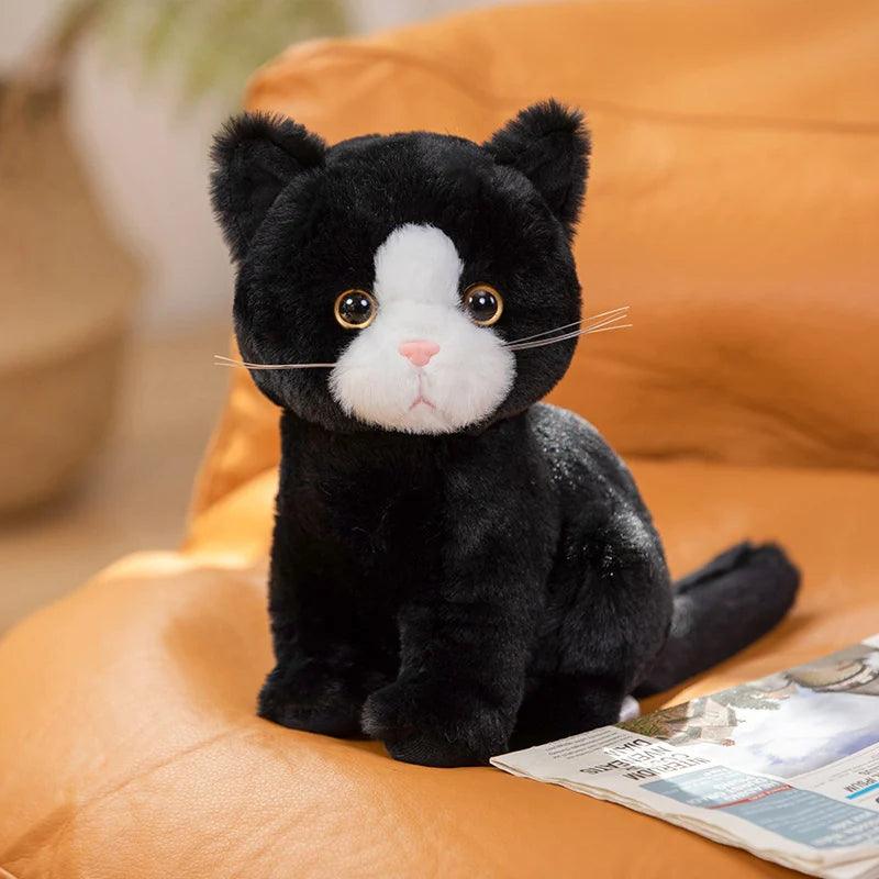 peluche chat bébé noir et blanc