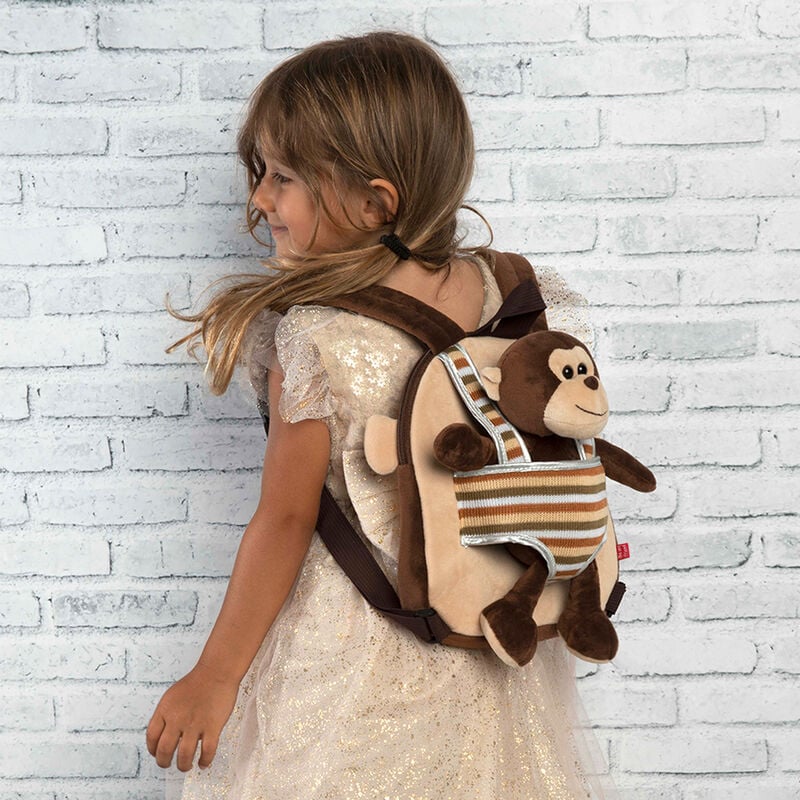 Sac à dos Max Monkey reversible avec peluche toy 25 cm