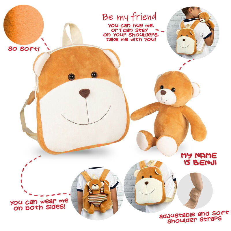 Sac à dos Benji Bear reversible avec peluche toy 25 cm, vue 4