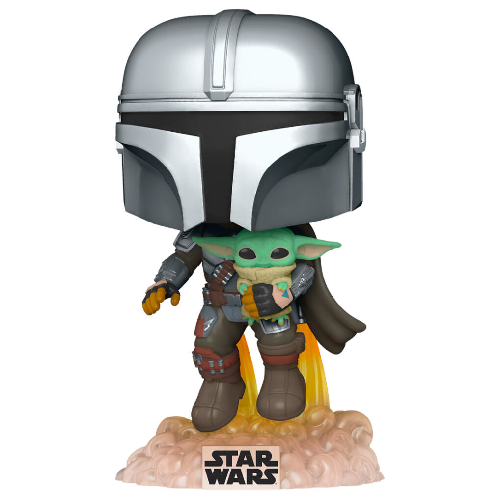Figurine Funko POP! Star Wars The Mandalorian Mando Flying with Jet Pack, vue 2