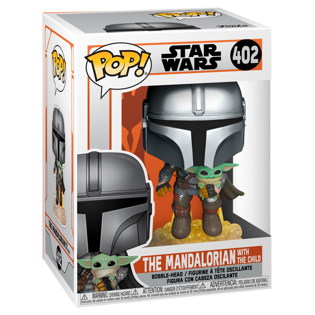 Figurine Funko POP! Star Wars The Mandalorian Mando Flying with Jet Pack, vue 3