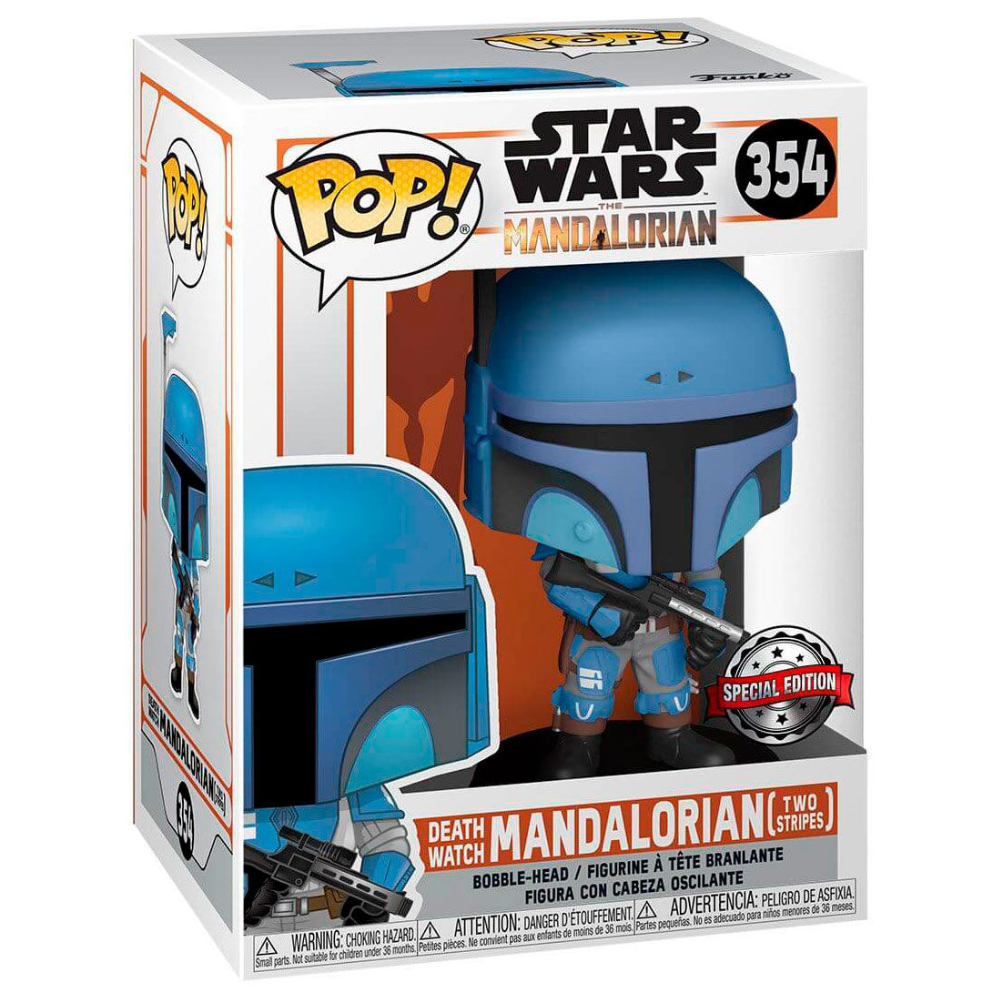 Figurine Funko POP! Star Wars Mandalorian Death Watch Mandalorian Two Stripes Exclusive, vue 3
