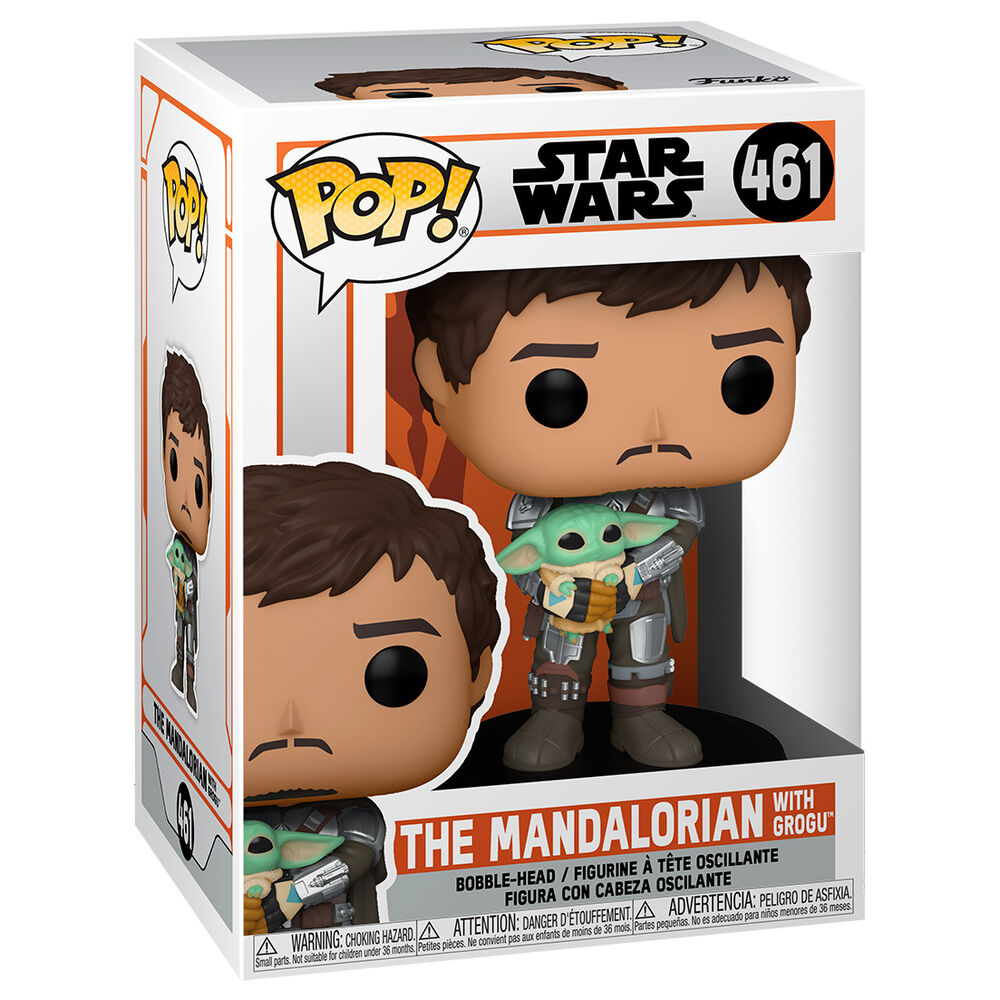 Figurine Funko POP! Star Wars Mandalorian Mando Holding Child, vue 2