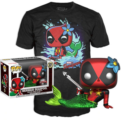 Figurine Funko POP! Set figura POP & Tee Marvel Deadpool Mermaid Exclusive L