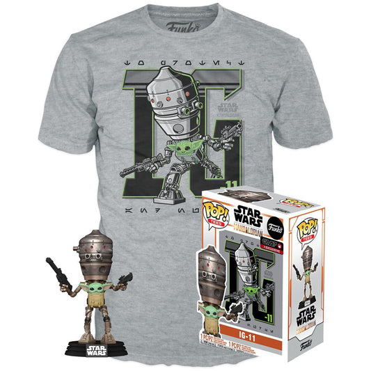 Figurine Funko POP! Set figura POP & Tee Star Wars IG 11 With the Child Exclusive M