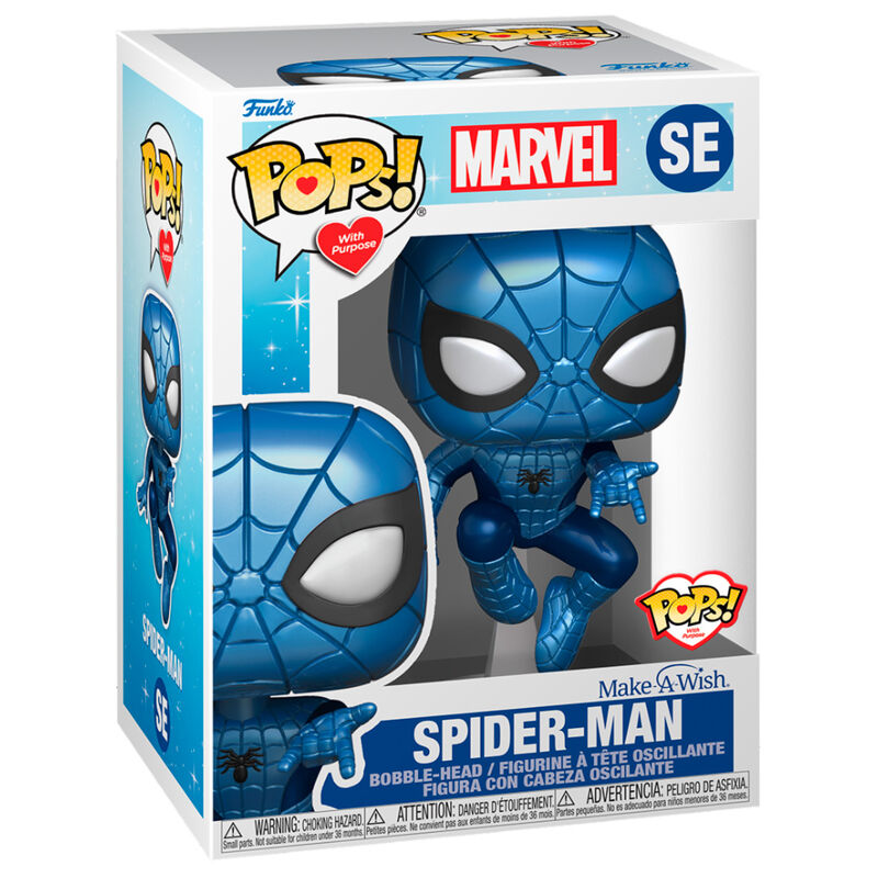 Figurine Funko POP! Marvel Make a Wish Spiderman Metallic, vue 2