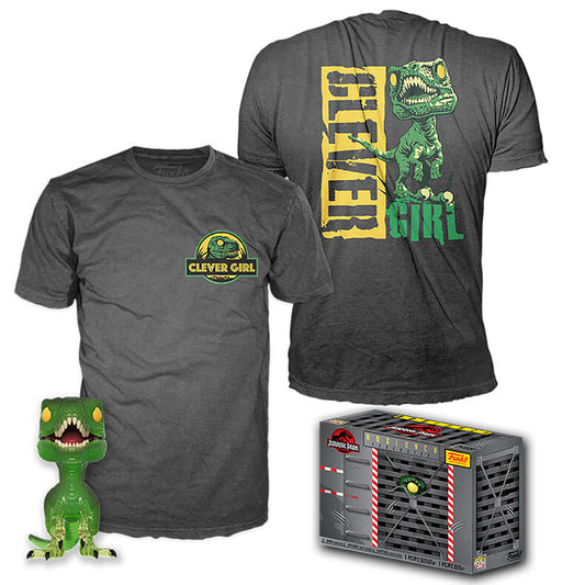 Figurine Funko POP! Set figura POP & Tee Jurassic Park Velociraptor Exclusive L