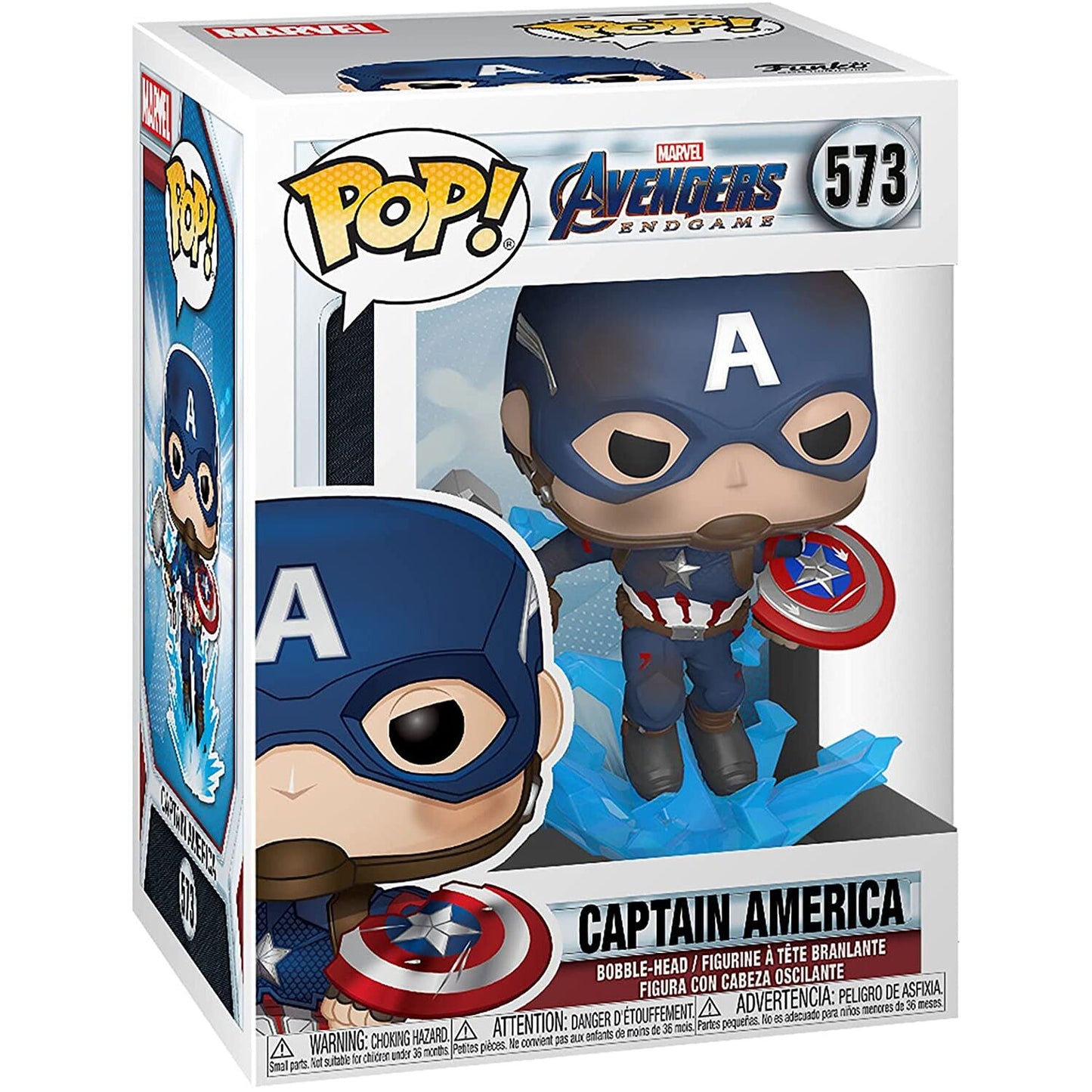 Figurine Funko POP! Marvel Avengers Endgame Captain America with Broken Shield & Mjolnir, vue 2