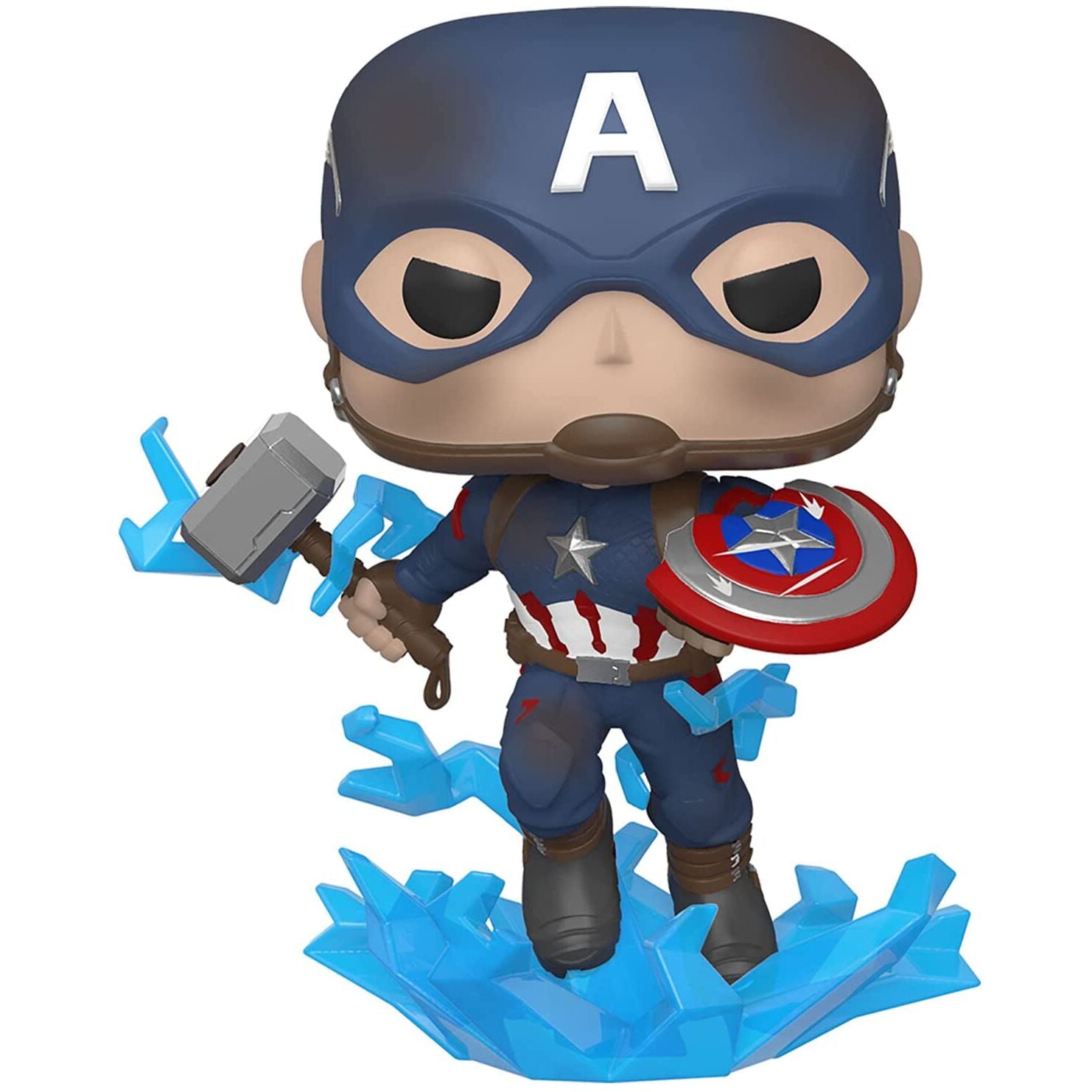 Figurine Funko POP! Marvel Avengers Endgame Captain America with Broken Shield & Mjolnir, vue 3