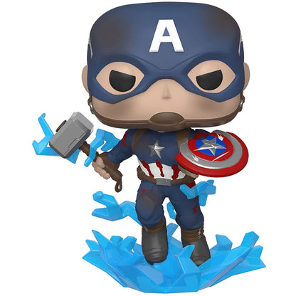 Figurine Funko POP! Marvel Avengers Endgame Captain America with Broken Shield & Mjolnir, vue 3