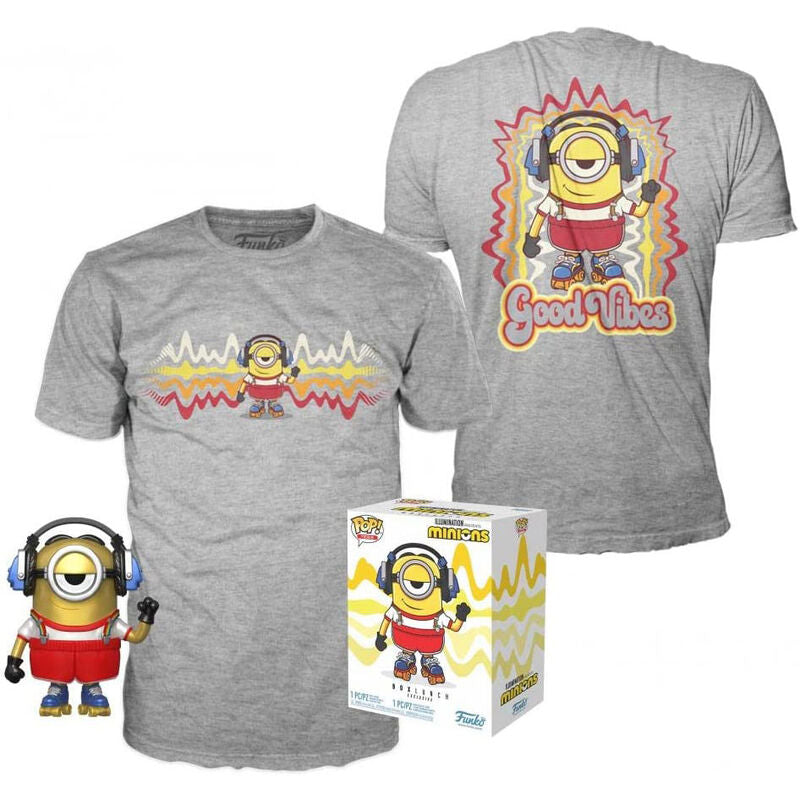 Figurine Funko POP! Set figura POP & Tee Minions Roller Skating Stuart Metallic Exclusive XL