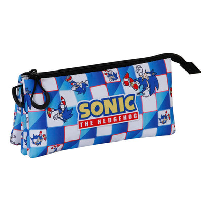 Trousse triple Sonic The Hedgehog Blue Lay, vue 2