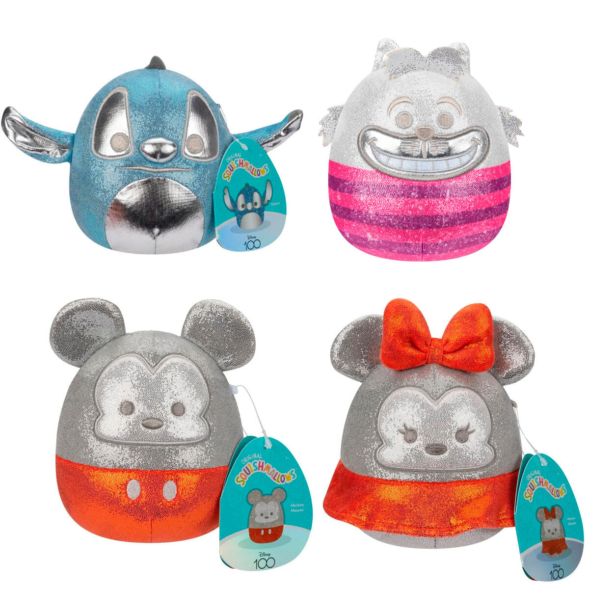 Peluche Pack 4 Squishmallows Disney Alice au Pays des Merveilles 12 cm