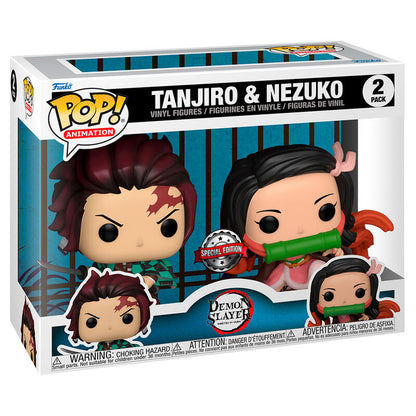 Figurine Funko POP! Blister 2 figuras POP Demon Slayer Kimetsu no Yaiba Tanjiro & Nezuko Exclusive