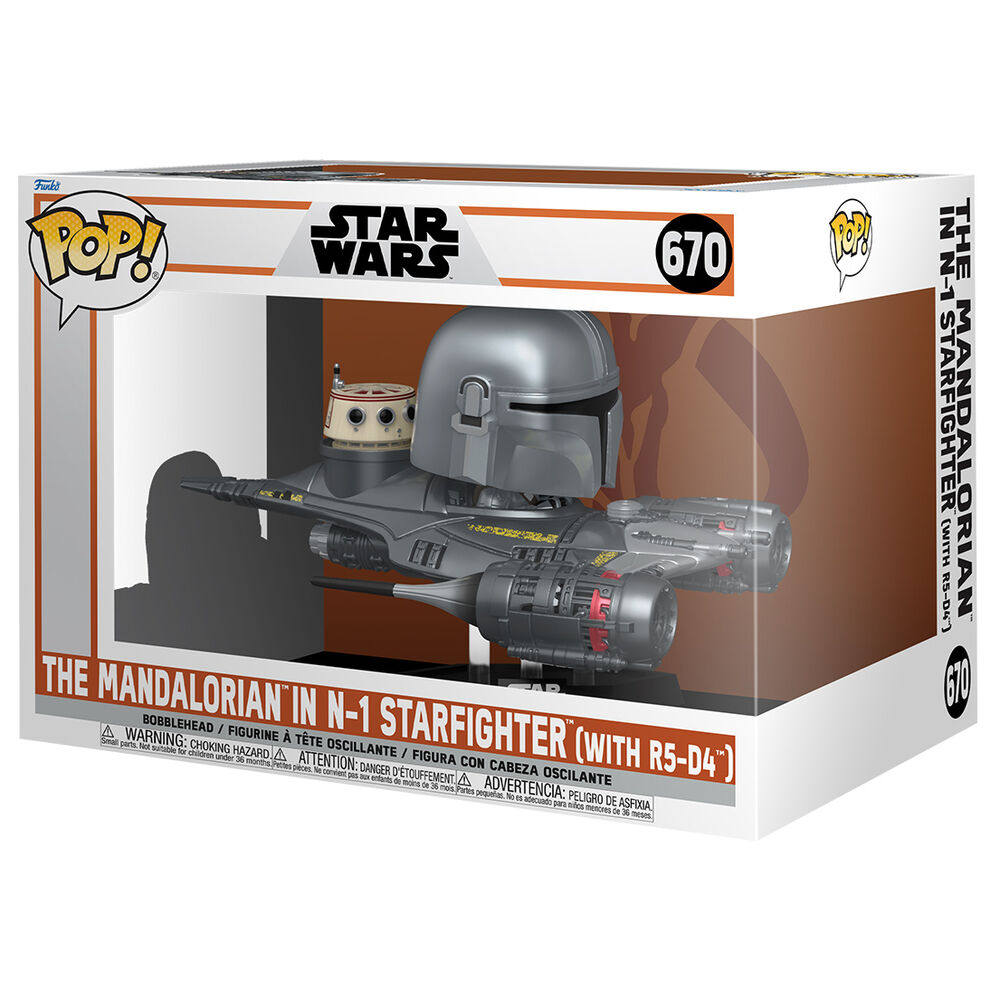 Figurine Funko POP! Rides Deluxe Star Wars Mandalorian 9 the Mandalorian in N 1 Starfighter, vue 2