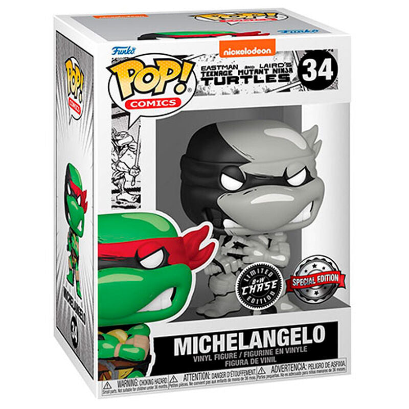 Figurine Funko POP! Tortugas Ninja Michelangelo Exclusive 5 + 1 Chase, vue 3