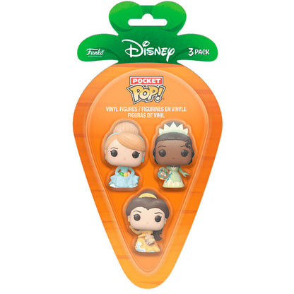 Figurine Funko POP! Blister 3 figuras Carrot Pocket POP Disney Princesas Cenicienta Tiana Bella Pascua