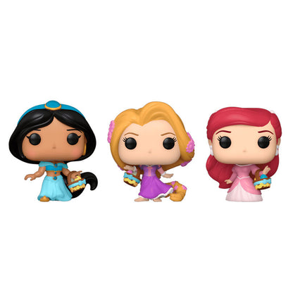 Figurine Funko POP! Blister 3 figuras Carrot Pocket POP Disney Princesas Rapunzel Ariel Jasmin Pascua