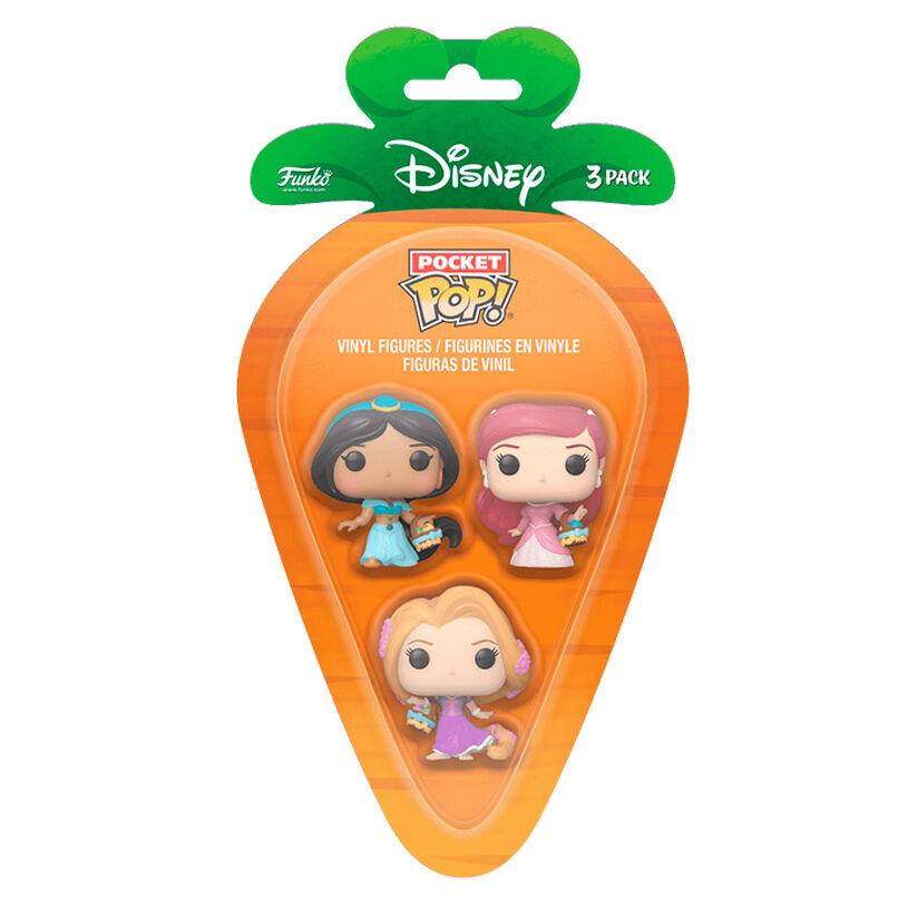 Figurine Funko POP! Blister 3 figuras Carrot Pocket POP Disney Princesas Rapunzel Ariel Jasmin Pascua, vue 2