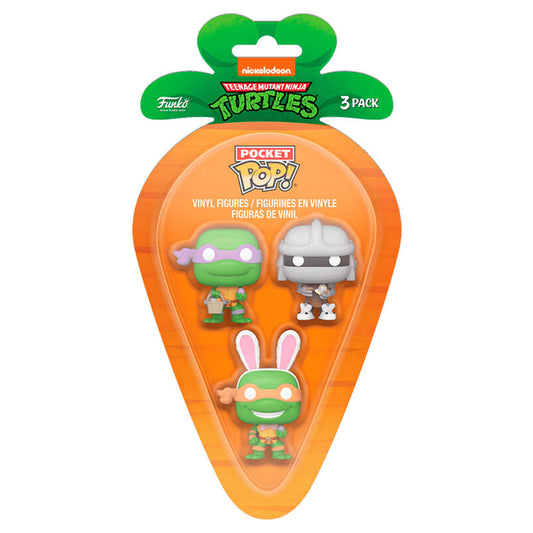Figurine Funko POP! Blister 3 figuras Carrot Pocket POP Tortugas Ninja Donatello Shredder Michelangelo Pascua