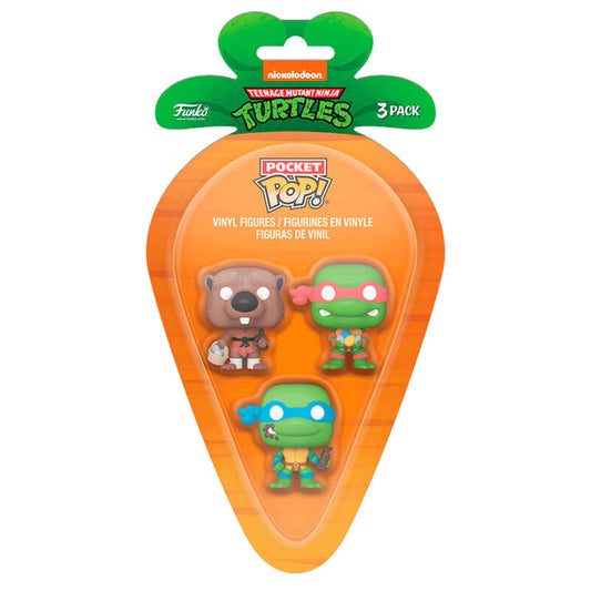 Figurine Funko POP! Blister 3 figuras Carrot Pocket POP Tortugas Ninja Splinter Leonardo Raphael Pascua