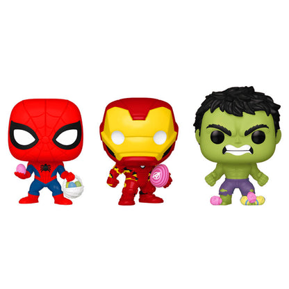 Figurine Funko POP! Blister 3 figuras Carrot Pocket POP Marvel Spiderman Hulk Iron Man Pascua, vue 2