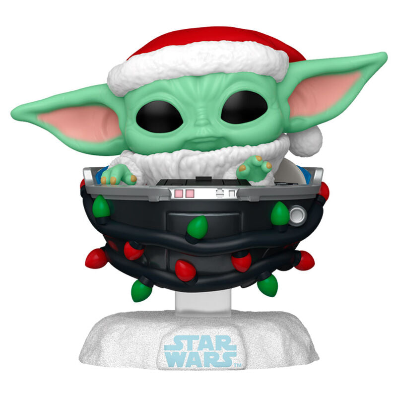 Figurine Funko POP! Star Wars Grogu with Santa Hat in Pram, vue 2