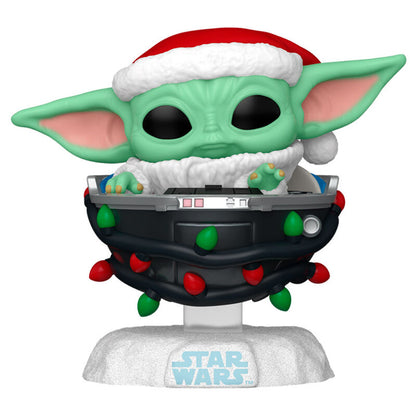 Figurine Funko POP! Star Wars Grogu with Santa Hat in Pram, vue 2