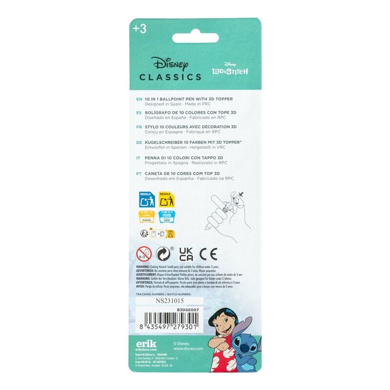 Stylo Disney Stitch 10 colours 3D, vue 2