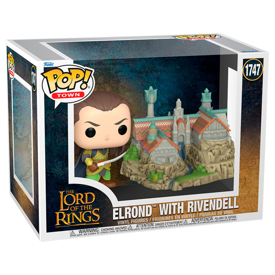 Figurine Funko POP! Town El Señor de los Anillos Lord Elrond with Rivendell