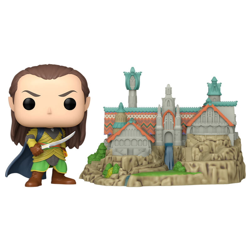 Figurine Funko POP! Town El Señor de los Anillos Lord Elrond with Rivendell, vue 2