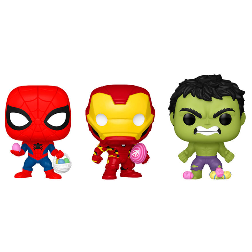 Figurine Funko POP! Blister 3 figuras Pocket POP Marvel Spiderman Hulk Iron Man Pascua