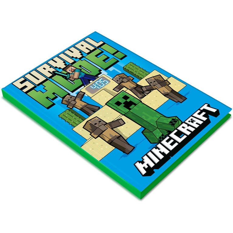 Cahier Minecraft avec led clock, vue 3