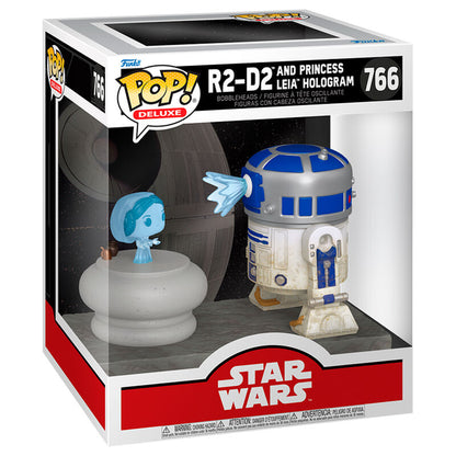 Figurine Funko POP! Deluxe Star Wars R2 D2 and Princess Leia Hologram, vue 2