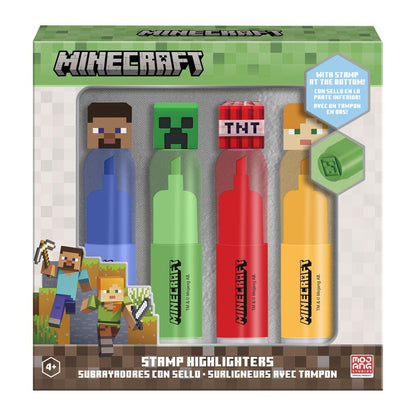 Coloriage Minecraft pack avec 4 highlighters avec stamp, vue 2