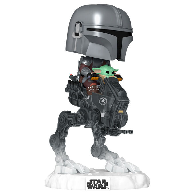 Figurine Funko POP! Rides Deluxe Star Wars Mandalorian & Grogu The Mandalorian with Grogu in Imperial Remnant AT RT, vue 2