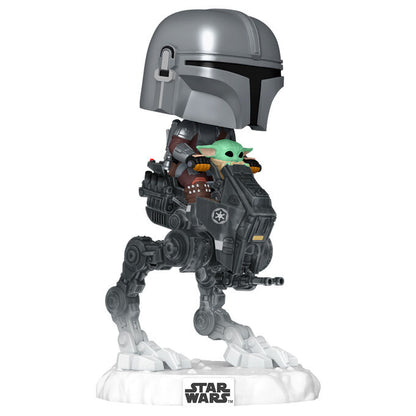 Figurine Funko POP! Rides Deluxe Star Wars Mandalorian & Grogu The Mandalorian with Grogu in Imperial Remnant AT RT, vue 2