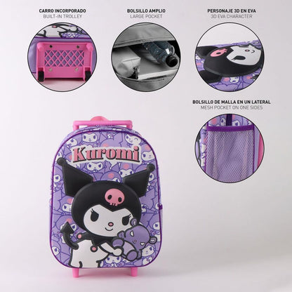 Cartable à roulettes 3D Hello Kitty Kuromi 30 cm, vue 6