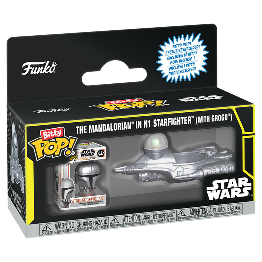 Figurine Funko POP! Bitty POP Ride Star Wars The Mandalorian In N1 Starfighter With Grogu