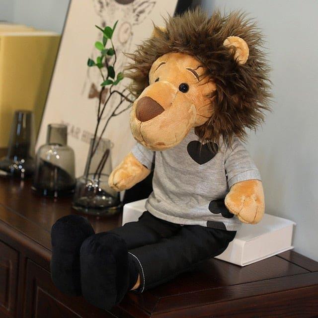 peluche-geante-lion-habille-gris