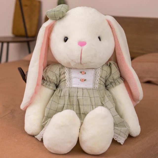peluche-lapin-robe-verte