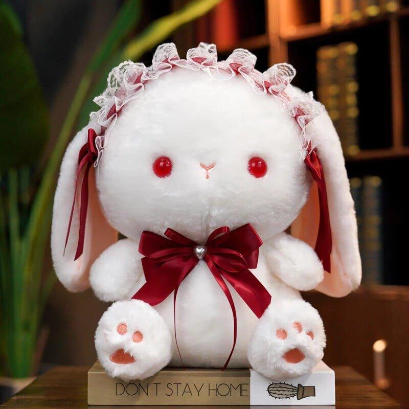 peluche-lapin-vintage-rouge