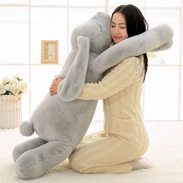 Riesen-Kuscheltier Hase Grau