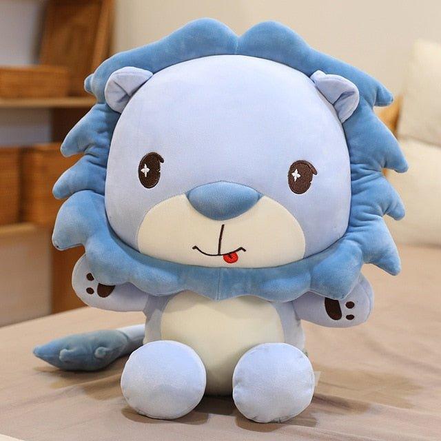 Peluche Lion Assis 80 cm / Bleu